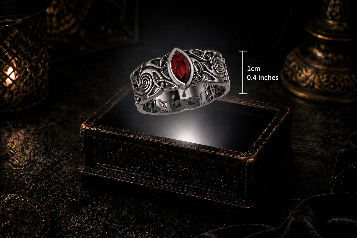 Celtic Spiral Sterling Silver Ring with Marquise - The Gemstone are Amethyst, blue topaz, garnet, white cubic zirconia