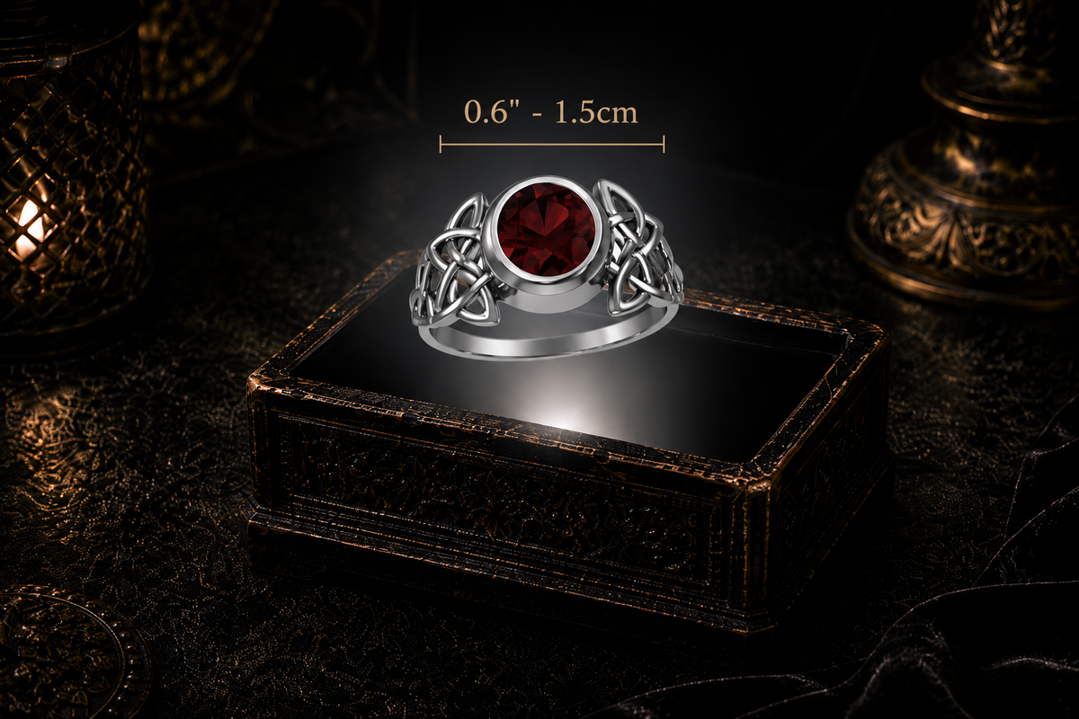 Regal Celtic Knotwork Sterling Silver Ring with Oval Gemstone