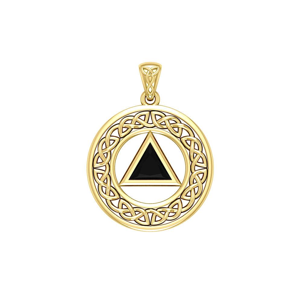 Recovery Medallion with Sacred Triangle in 14K Yellow Gold