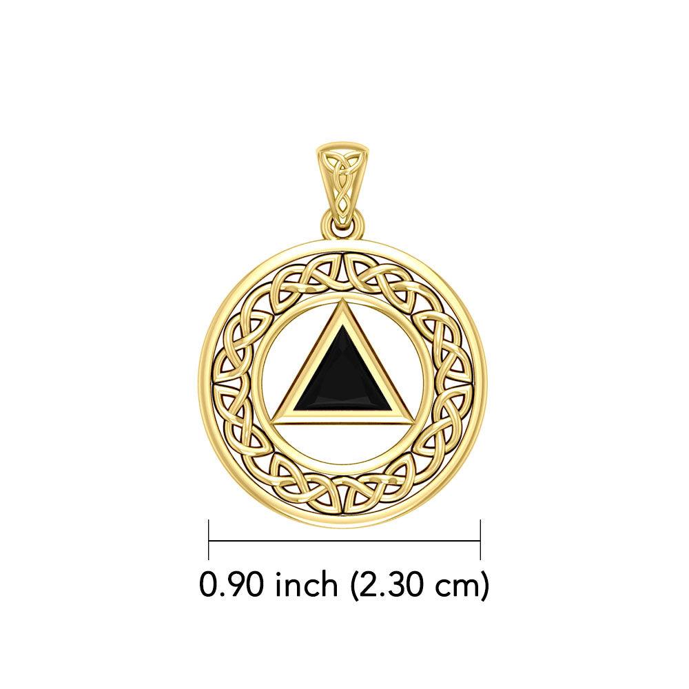 Recovery Medallion with Sacred Triangle in 14K Yellow Gold