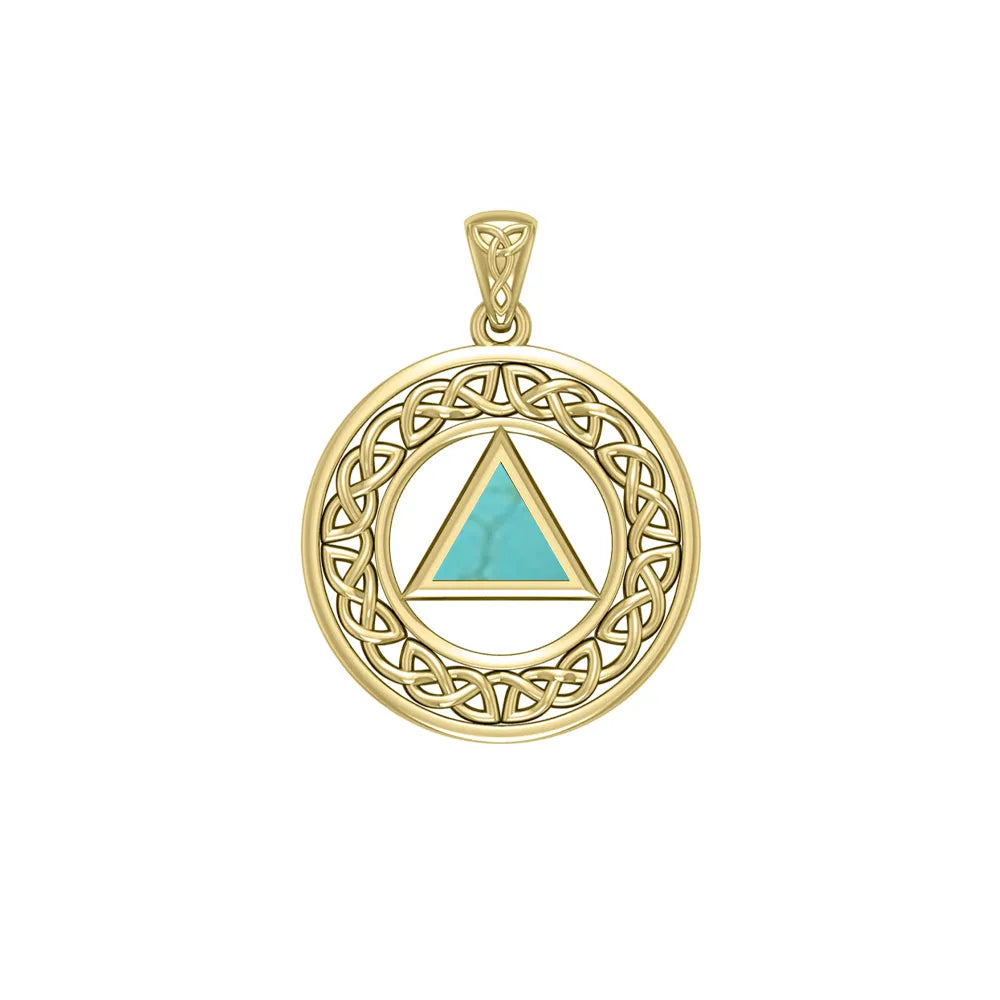 Recovery Medallion with Sacred Triangle in 14K Yellow Gold