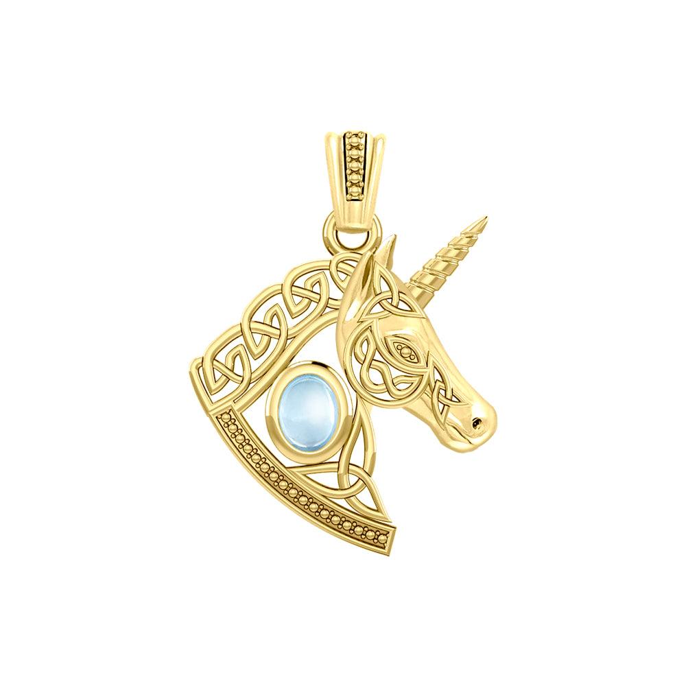 The Celtic Unicorn of Golden Enchantment in Solid Yellow Gold
