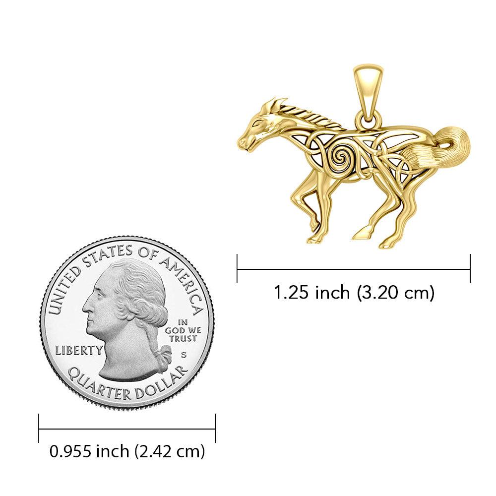Filigree Running Horse Pendant of Freedom in 14K Solid Gold