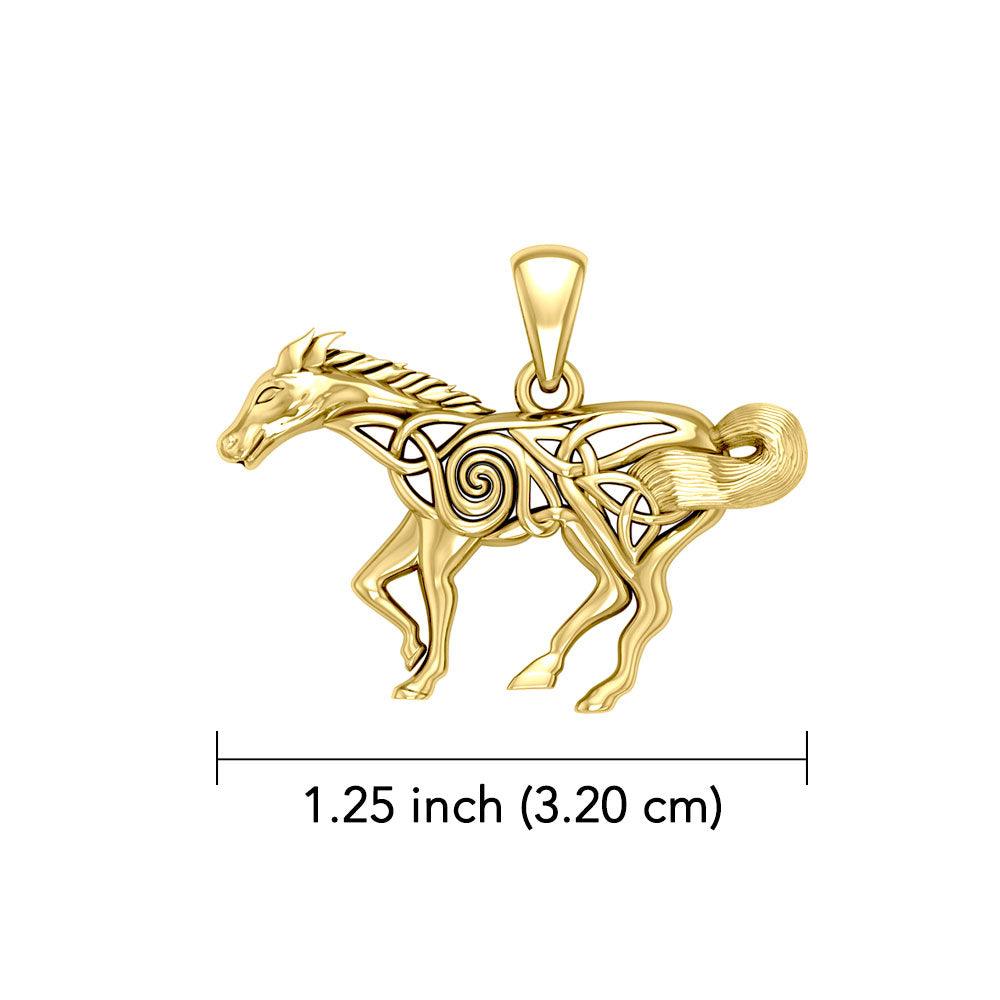 Filigree Running Horse Pendant of Freedom in 14K Solid Gold