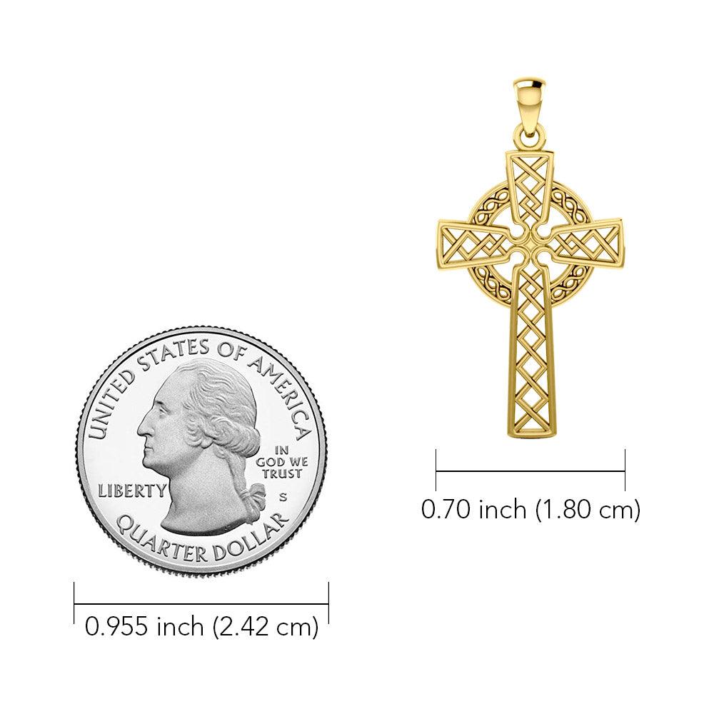 Halo Celtic Cross of Eternal Faith and Heritage Pendant – 14K Yellow Gold