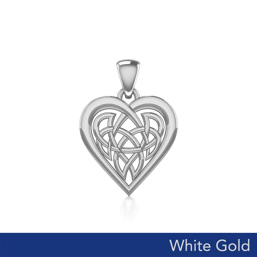 Eternal Love & Mystical Protection White Gold Celtic Heart Knot Pendant