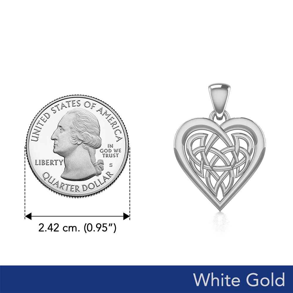 Eternal Love & Mystical Protection White Gold Celtic Heart Knot Pendant