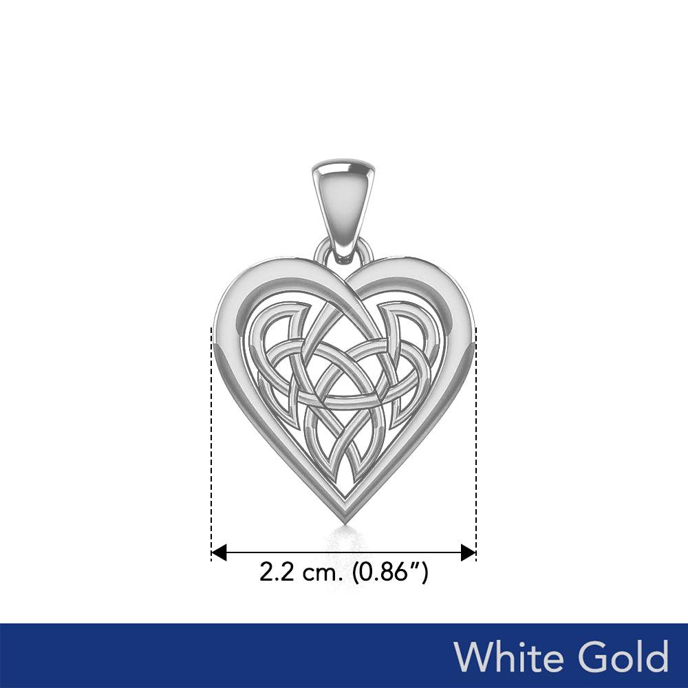 Eternal Love & Mystical Protection White Gold Celtic Heart Knot Pendant