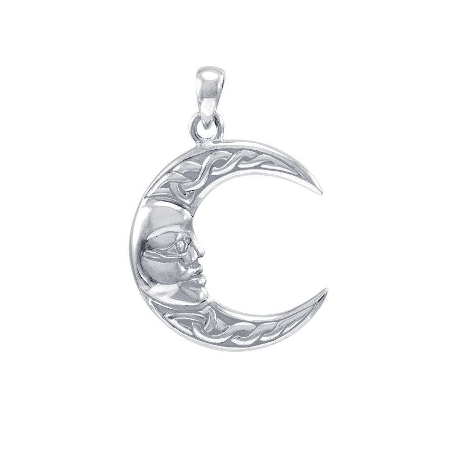 Celestial Moon Deity White Gold Pendant - 14K