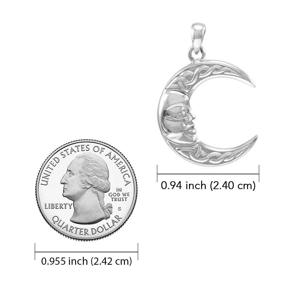 Celestial Moon Deity White Gold Pendant - 14K