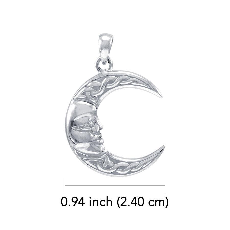 Celestial Moon Deity White Gold Pendant - 14K