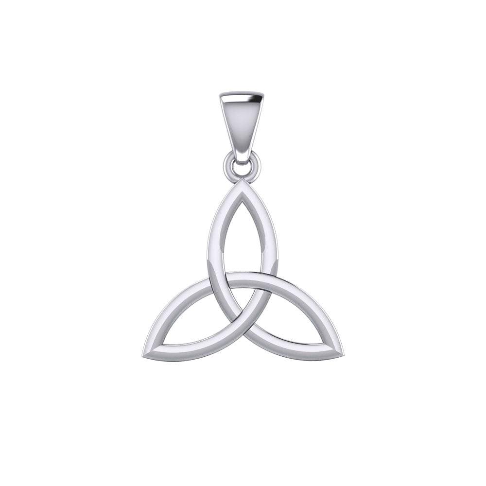 14k White Gold Celtic Triquetra Pendant - Small