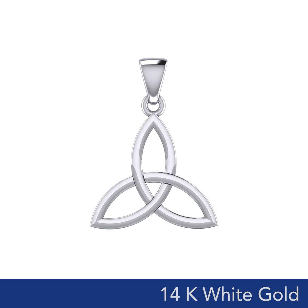 14k White Gold Celtic Triquetra Pendant - Small