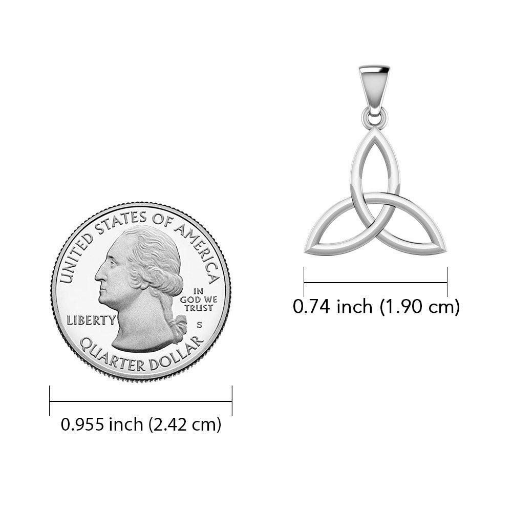 14k White Gold Celtic Triquetra Pendant - Small