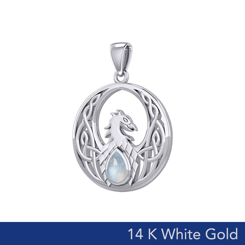 Celestial Phoenix Ascendancy - 14K White Gold Pendant