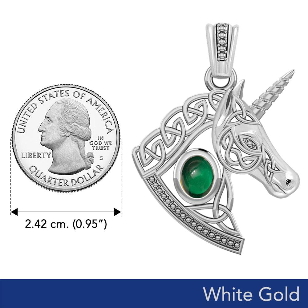 The Celtic Unicorn of Enchanted Realms in Solid White Gold 10k, 14k or 18k