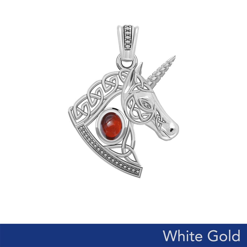 The Celtic Unicorn of Enchanted Realms in Solid White Gold 10k, 14k or 18k