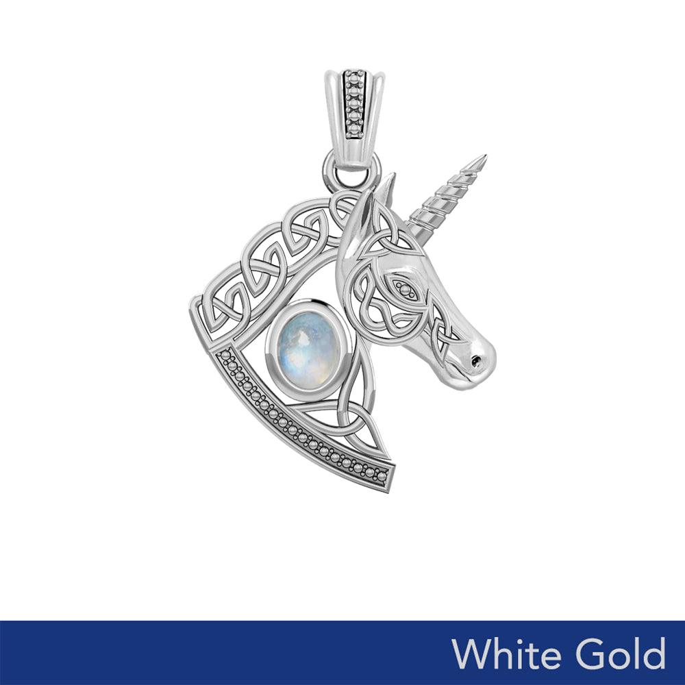 The Celtic Unicorn of Enchanted Realms in Solid White Gold 10k, 14k or 18k