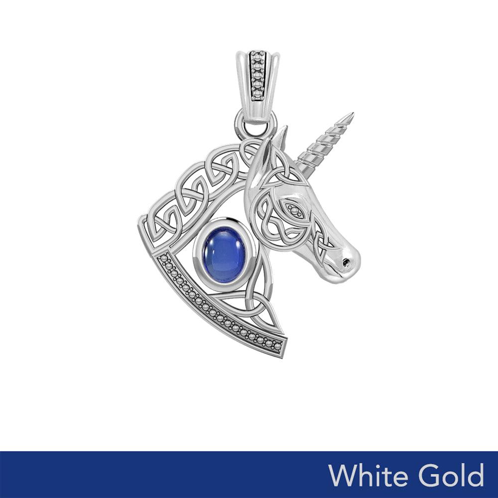 The Celtic Unicorn of Enchanted Realms in Solid White Gold 10k, 14k or 18k