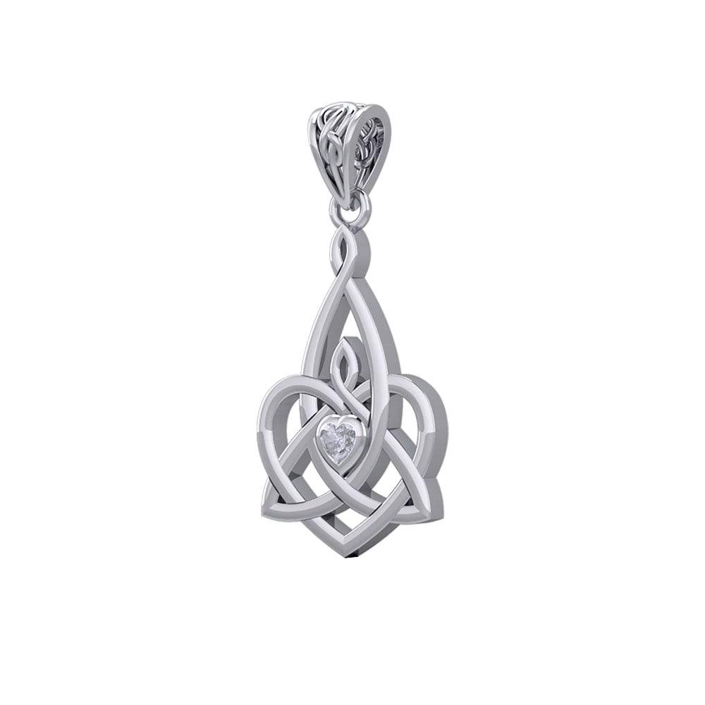 The Celtic Knot of Maternal Devotion in 14K White Gold