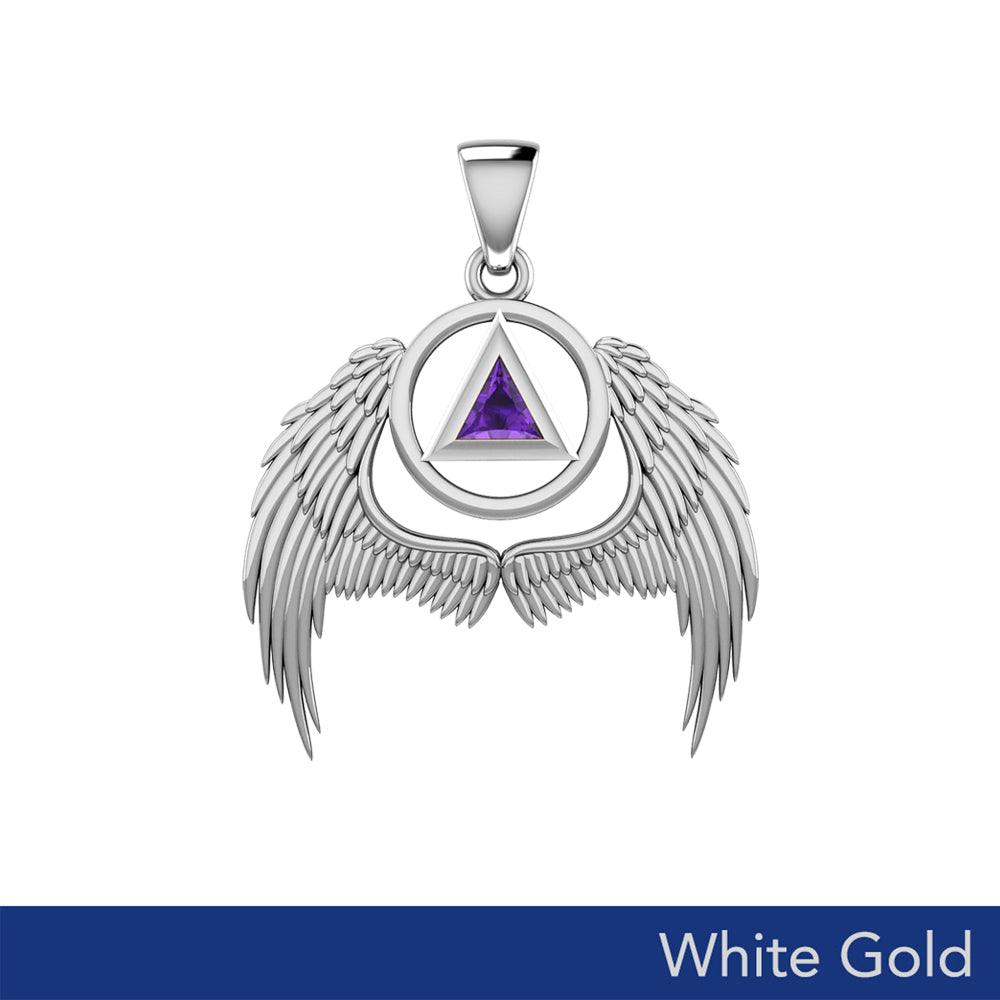 The Wings of Recovery Medallion in Solid White Gold - 10k, 14k, or 18k