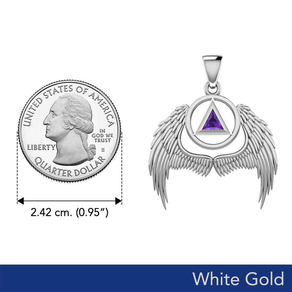 The Wings of Recovery Medallion in Solid White Gold - 10k, 14k, or 18k