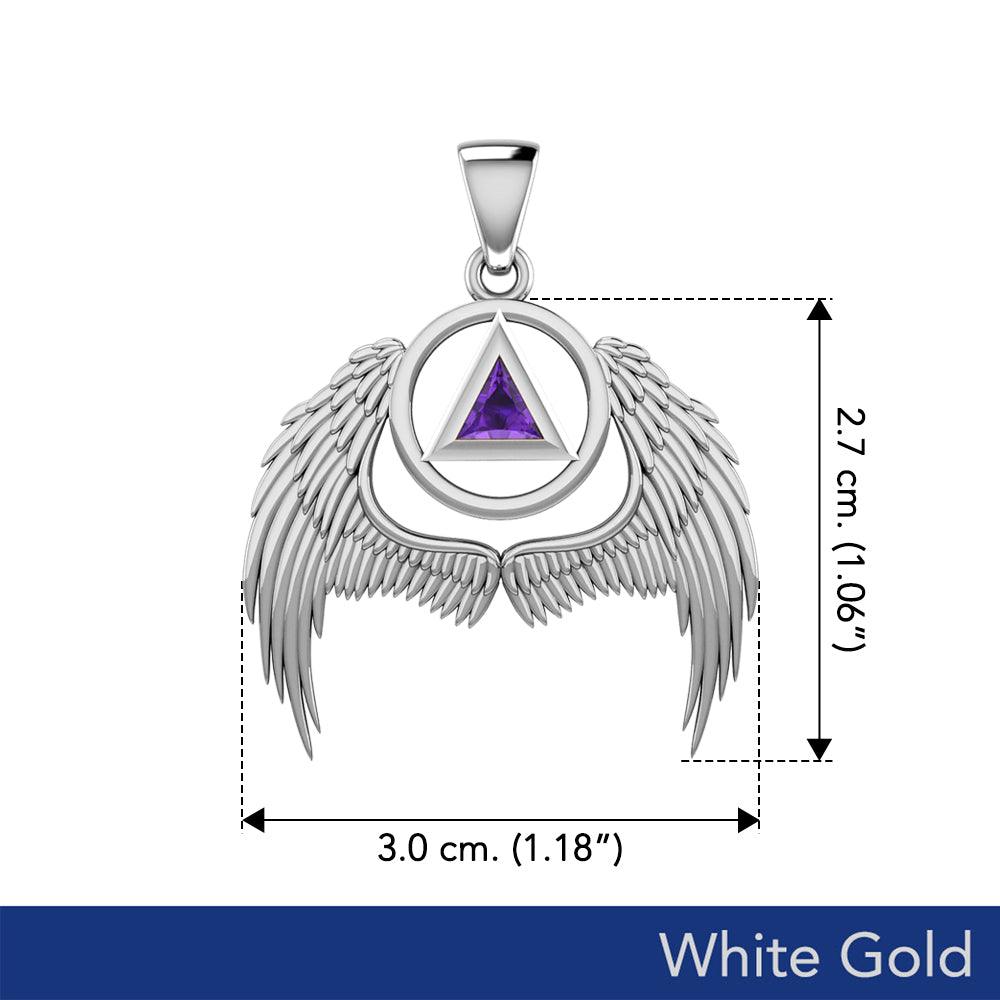 The Wings of Recovery Medallion in Solid White Gold - 10k, 14k, or 18k