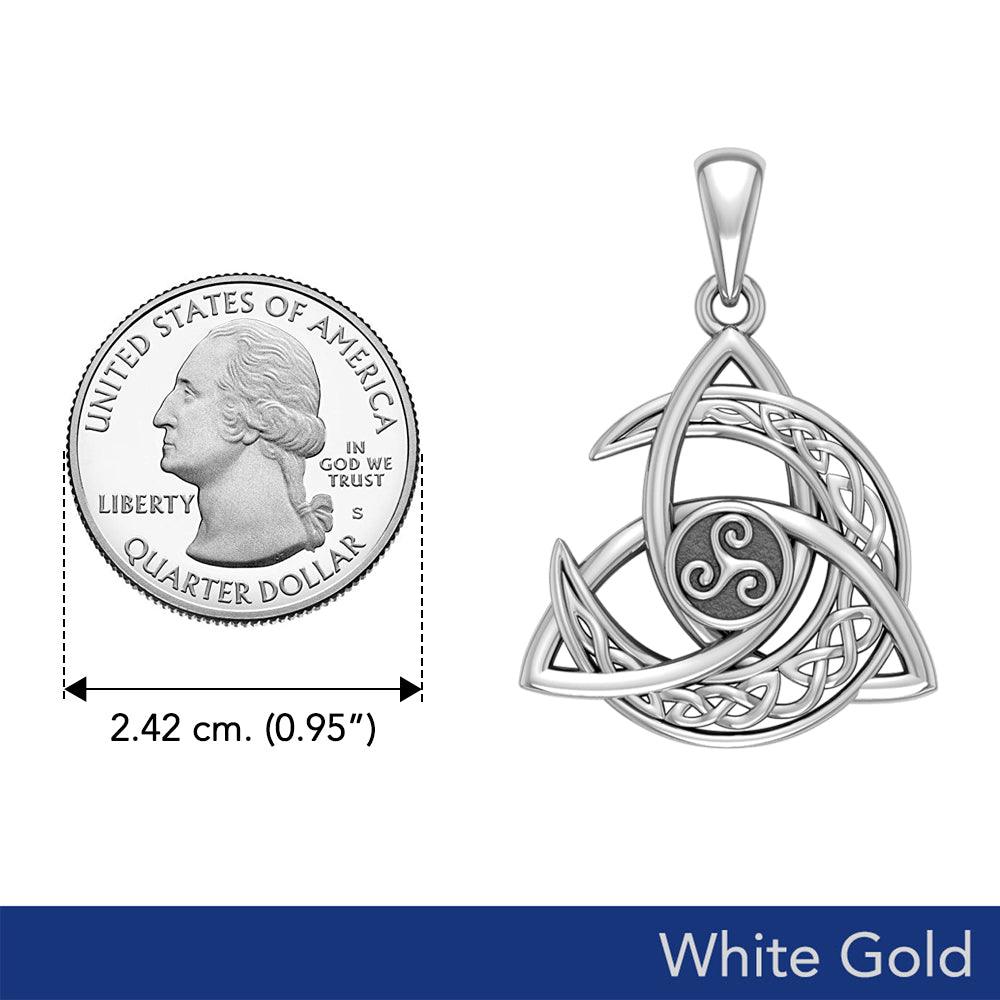 Crescent Moon Trinity Knot Triskelion Pendant of Eternal Cycles White Gold 10k, 14K, or 18K