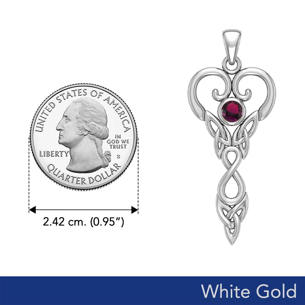 Eternal Goddess Celtic Infinity Birthstone Pendant - 10k, 14K, or 18K White Gold