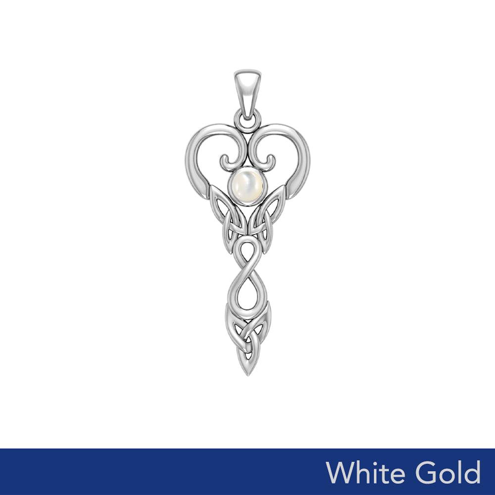 Eternal Goddess Celtic Infinity Birthstone Pendant - 10k, 14K, or 18K White Gold