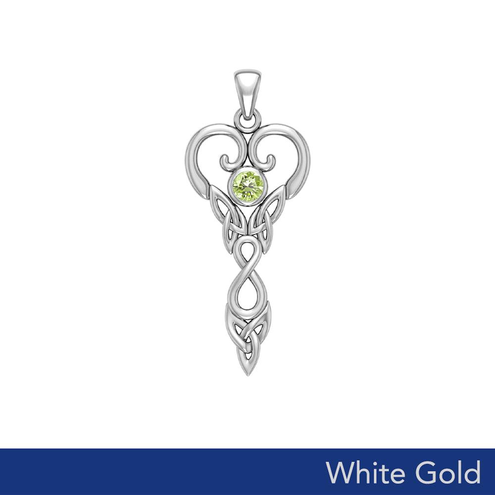 Eternal Goddess Celtic Infinity Birthstone Pendant - 10k, 14K, or 18K White Gold