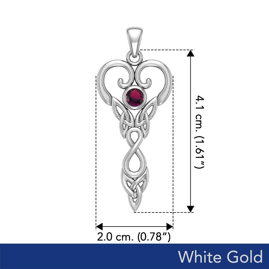 Eternal Goddess Celtic Infinity Birthstone Pendant - 10k, 14K, or 18K White Gold