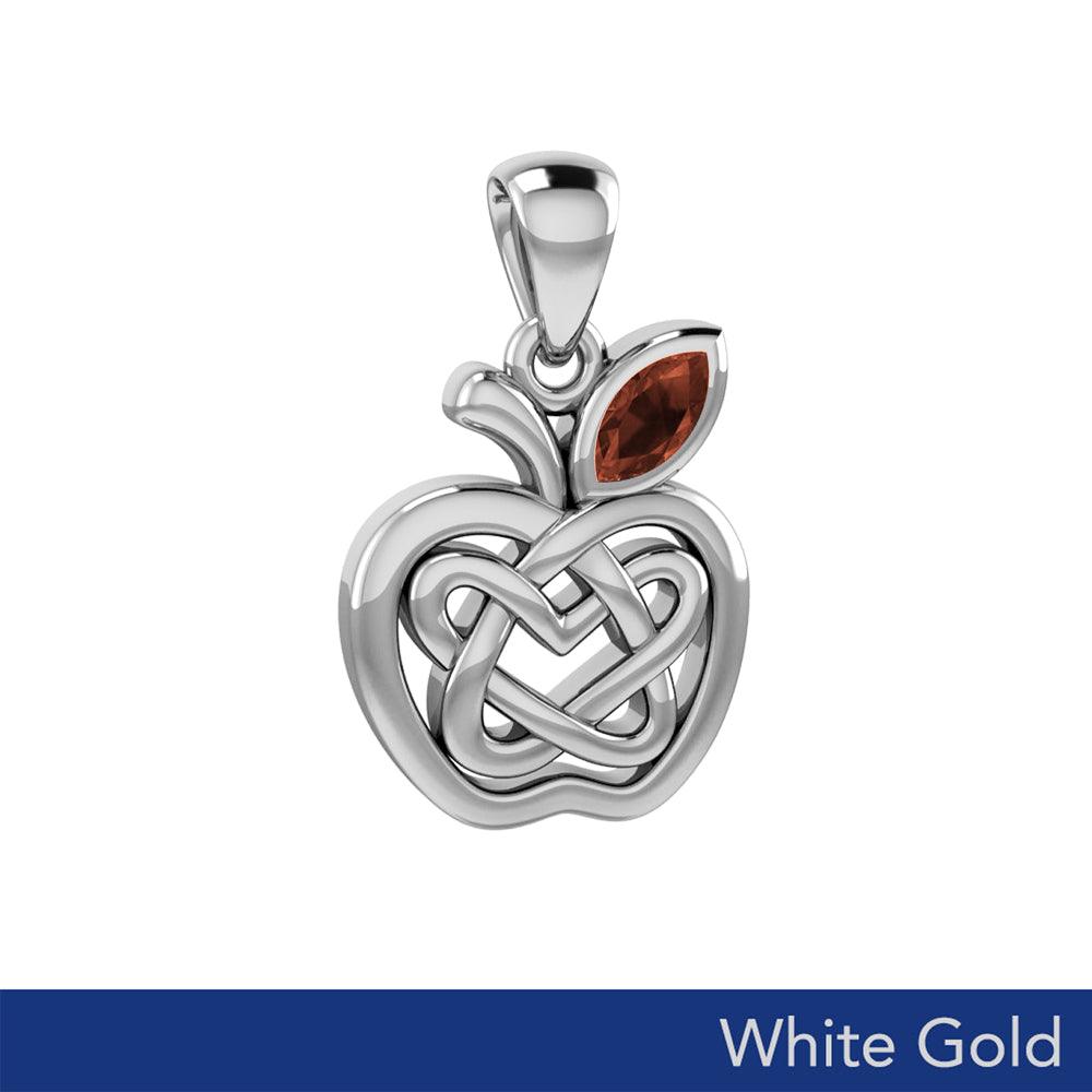Double Heart & Apple Celtic White Gold with Gemstone Pendant
