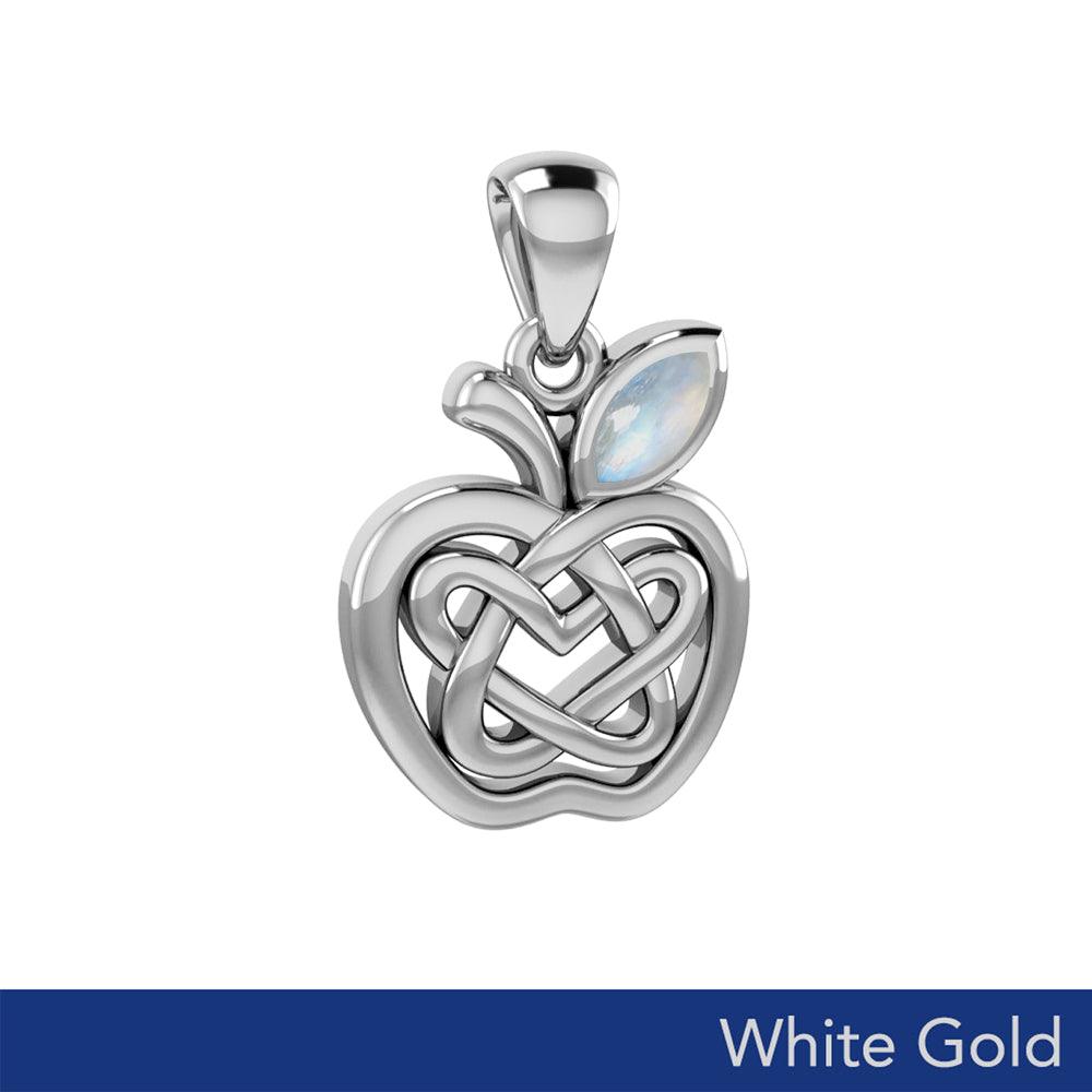 Double Heart & Apple Celtic White Gold with Gemstone Pendant