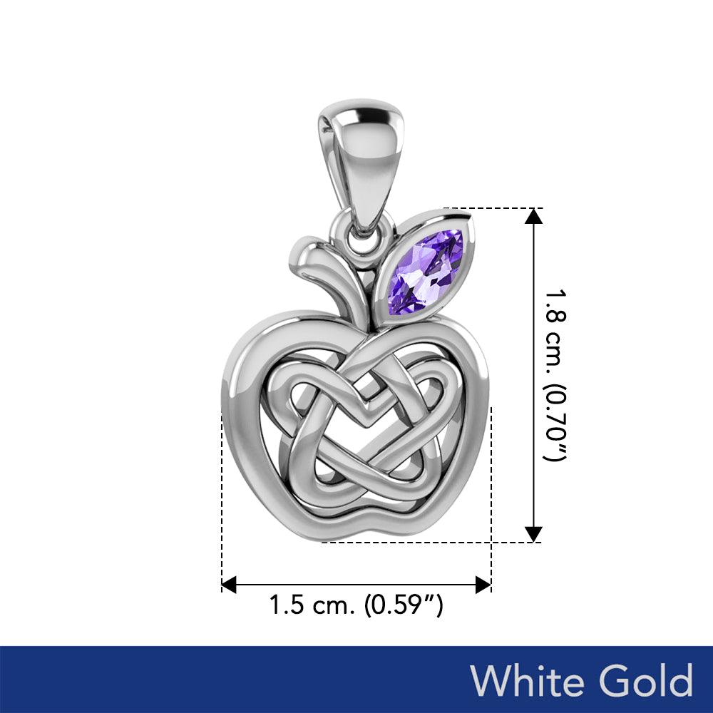 Double Heart & Apple Celtic White Gold with Gemstone Pendant
