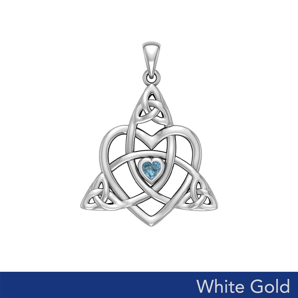 Celtic Heart Birthstone White Gold Trinity Pendant