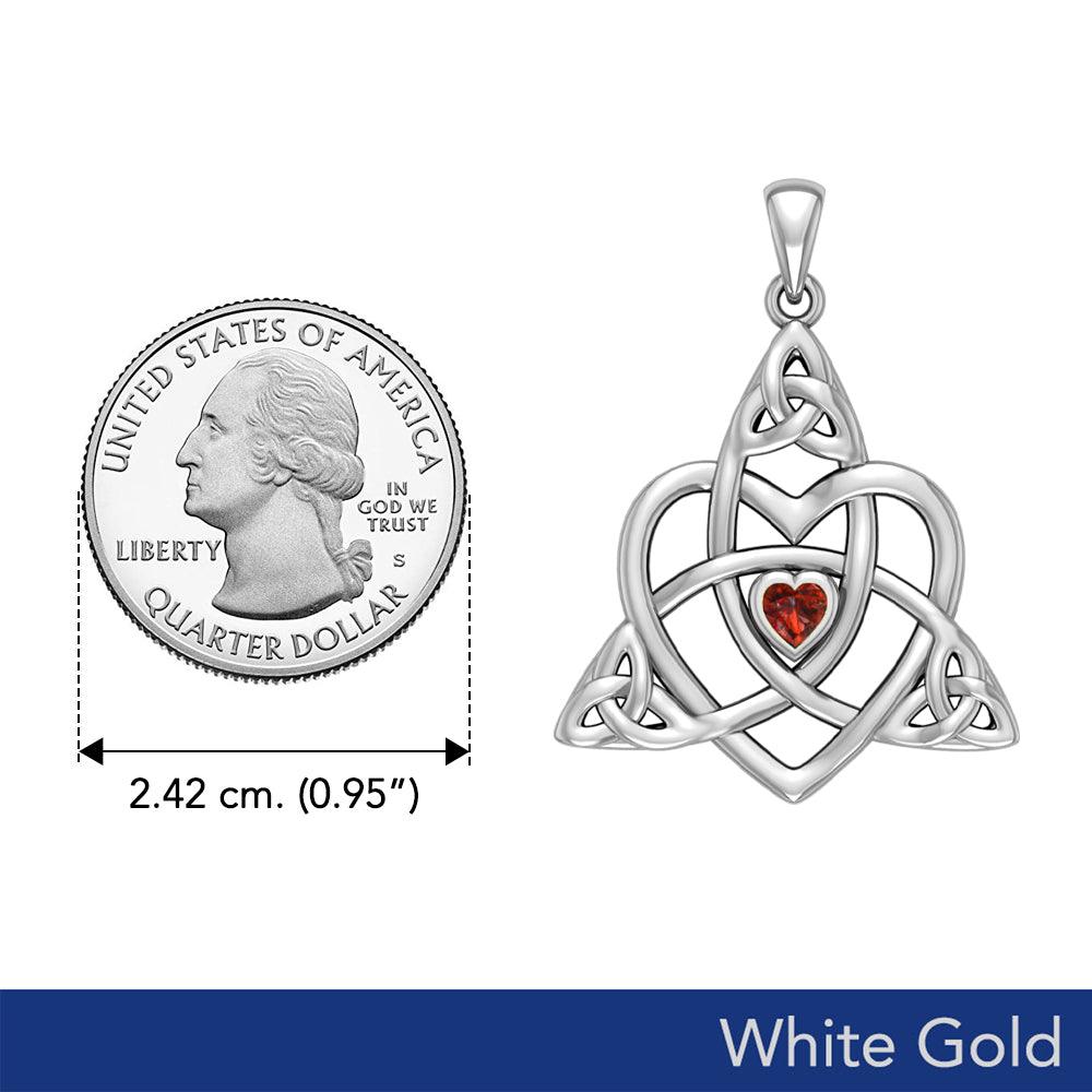 Celtic Heart Birthstone White Gold Trinity Pendant