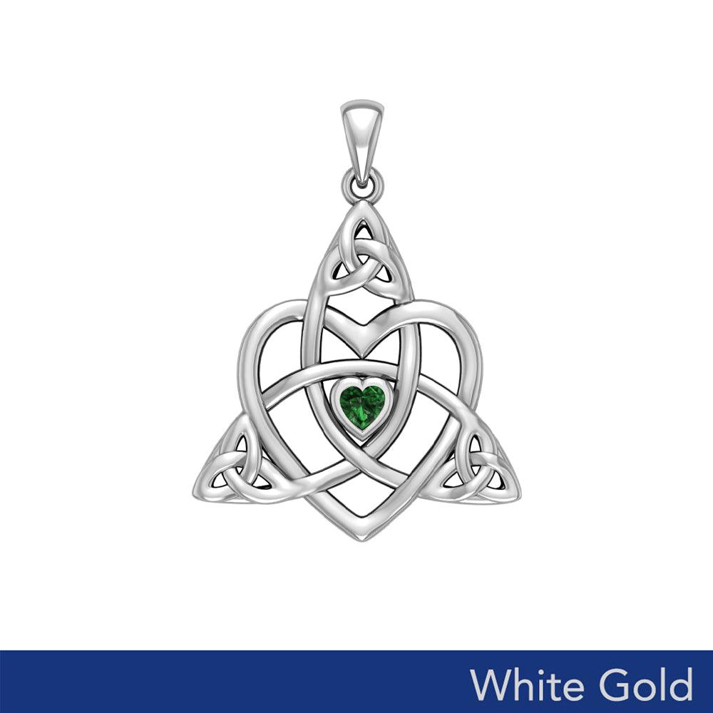 Celtic Heart Birthstone White Gold Trinity Pendant