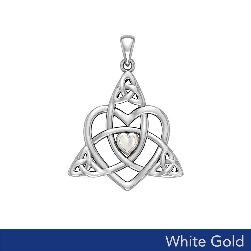 Celtic Heart Birthstone White Gold Trinity Pendant