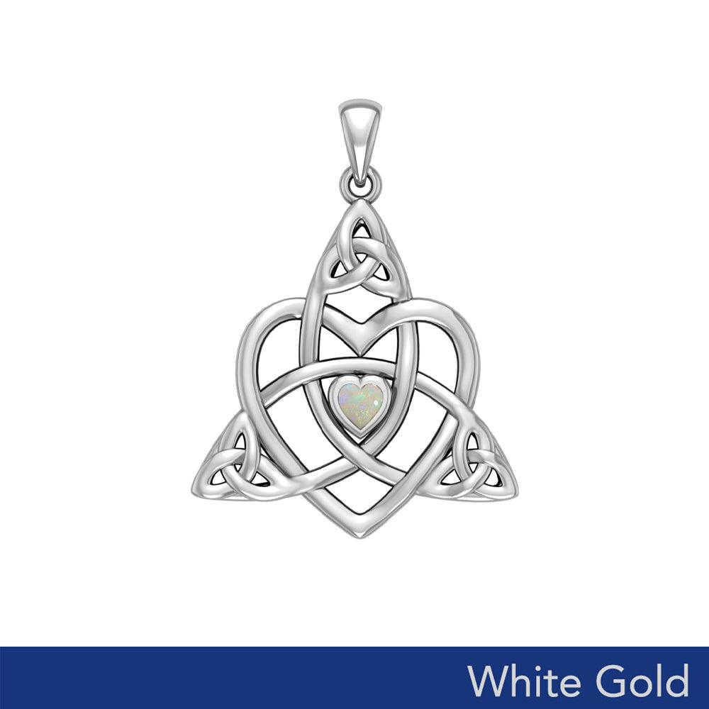 Celtic Heart Birthstone White Gold Trinity Pendant