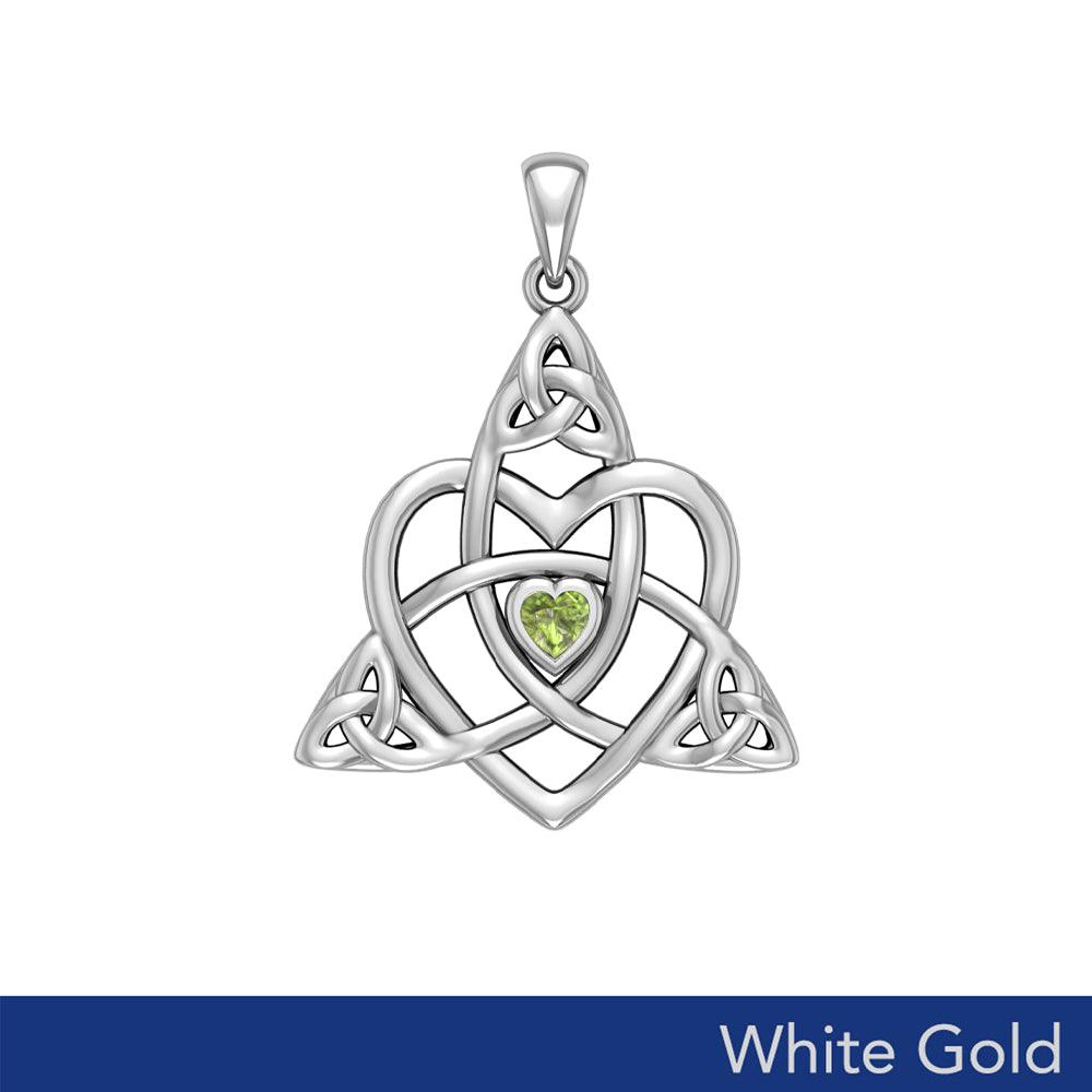 Celtic Heart Birthstone White Gold Trinity Pendant