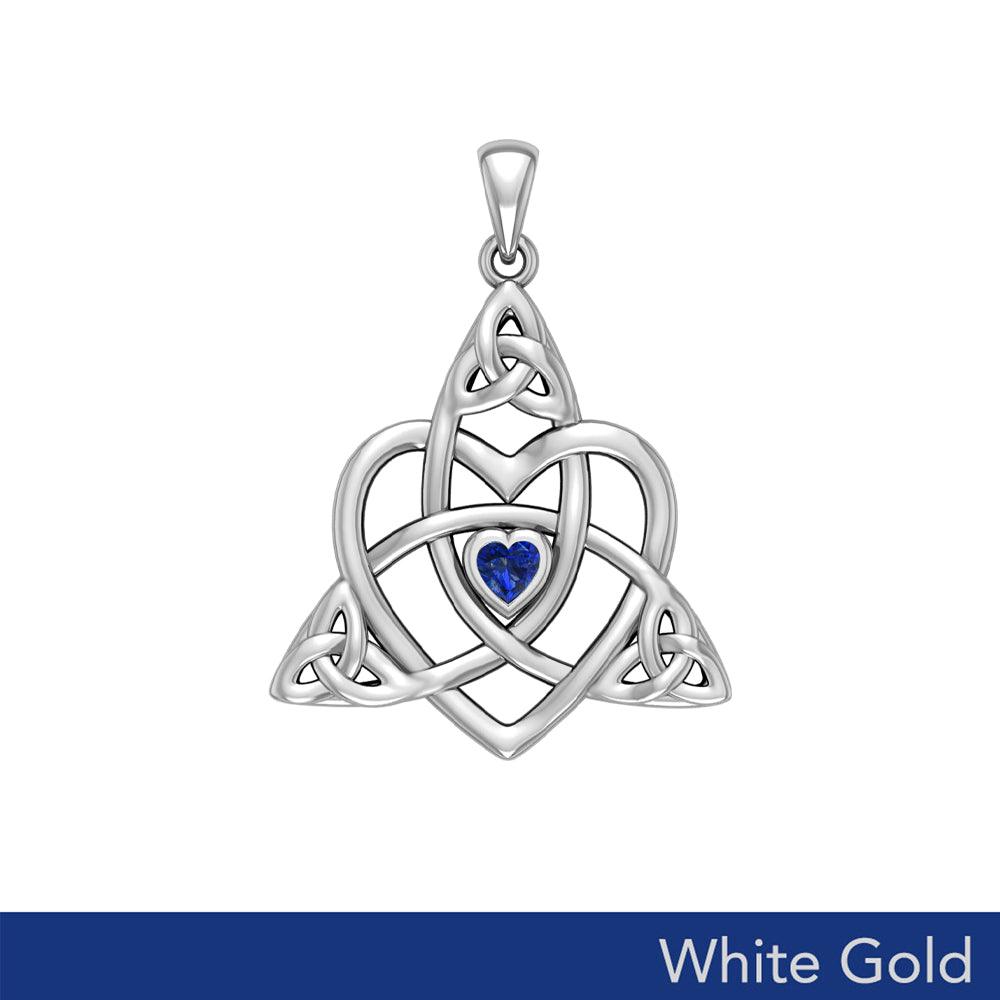 Celtic Heart Birthstone White Gold Trinity Pendant