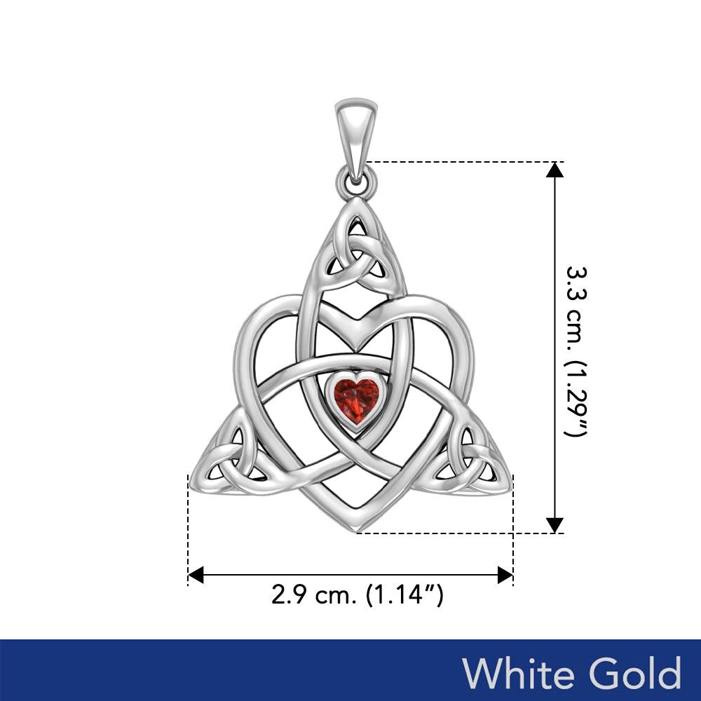 Celtic Heart Birthstone White Gold Trinity Pendant