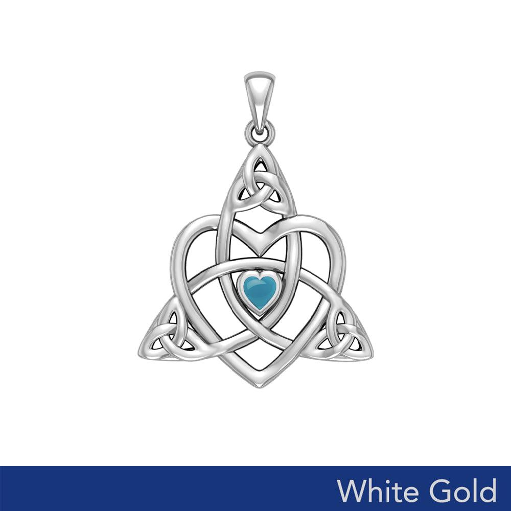 Celtic Heart Birthstone White Gold Trinity Pendant