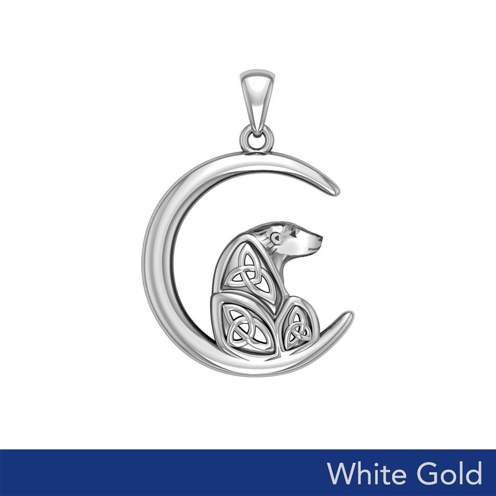 Spirit of the Arctic Polar Bear Solid White Gold Pendant