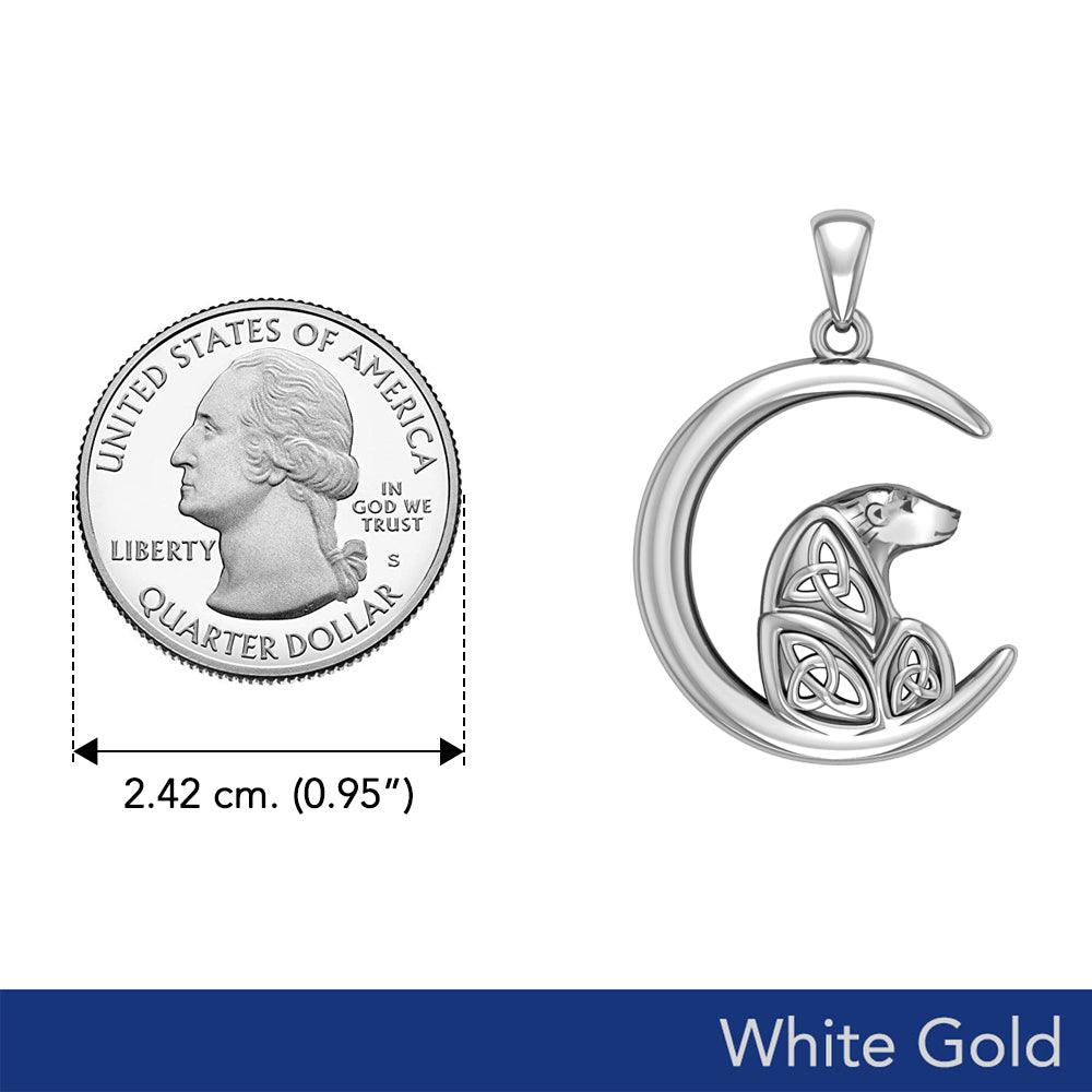 Spirit of the Arctic Polar Bear Solid White Gold Pendant