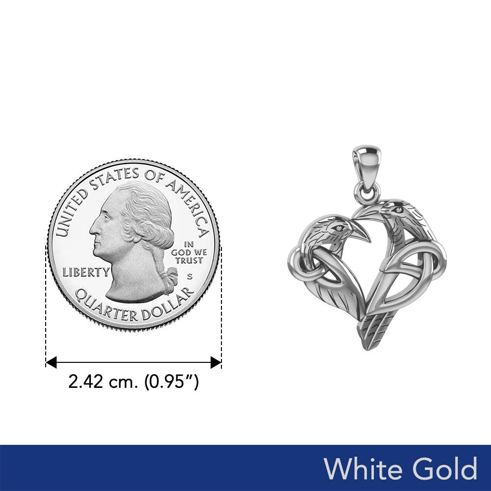 Celtic Ravens of Devotion Pendant in 14K White Gold