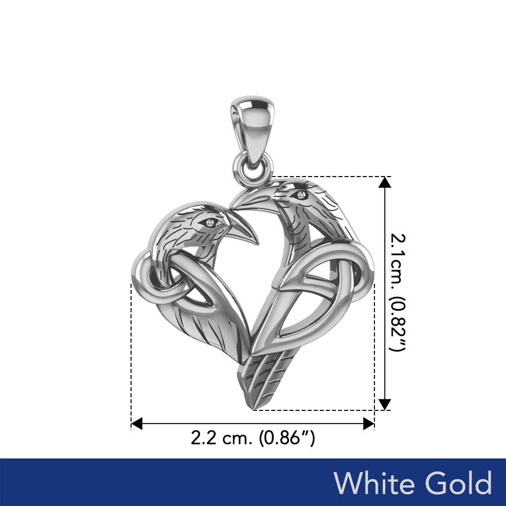 Celtic Ravens of Devotion Pendant in 14K White Gold