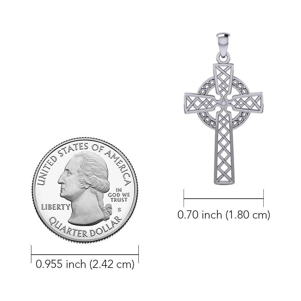 Halo Celtic Cross of Eternal Faith and Heritage Pendant – 14K White Gold