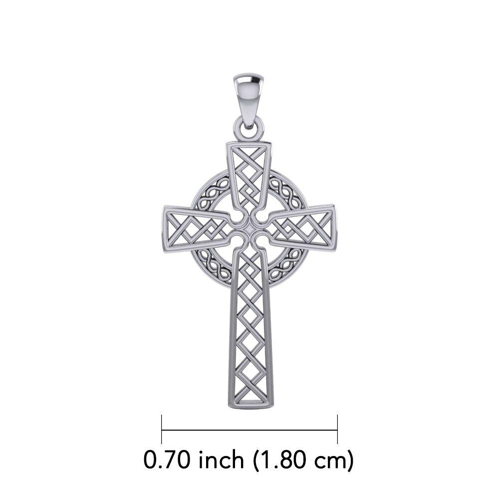 Halo Celtic Cross of Eternal Faith and Heritage Pendant – 14K White Gold